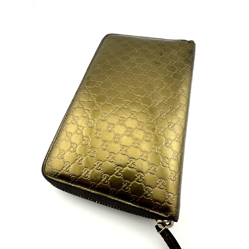 100% Authentic Gucci GG Monogram Gold Leather Zip-Around Wallet – GOOD Condition - Picture 4 of 12